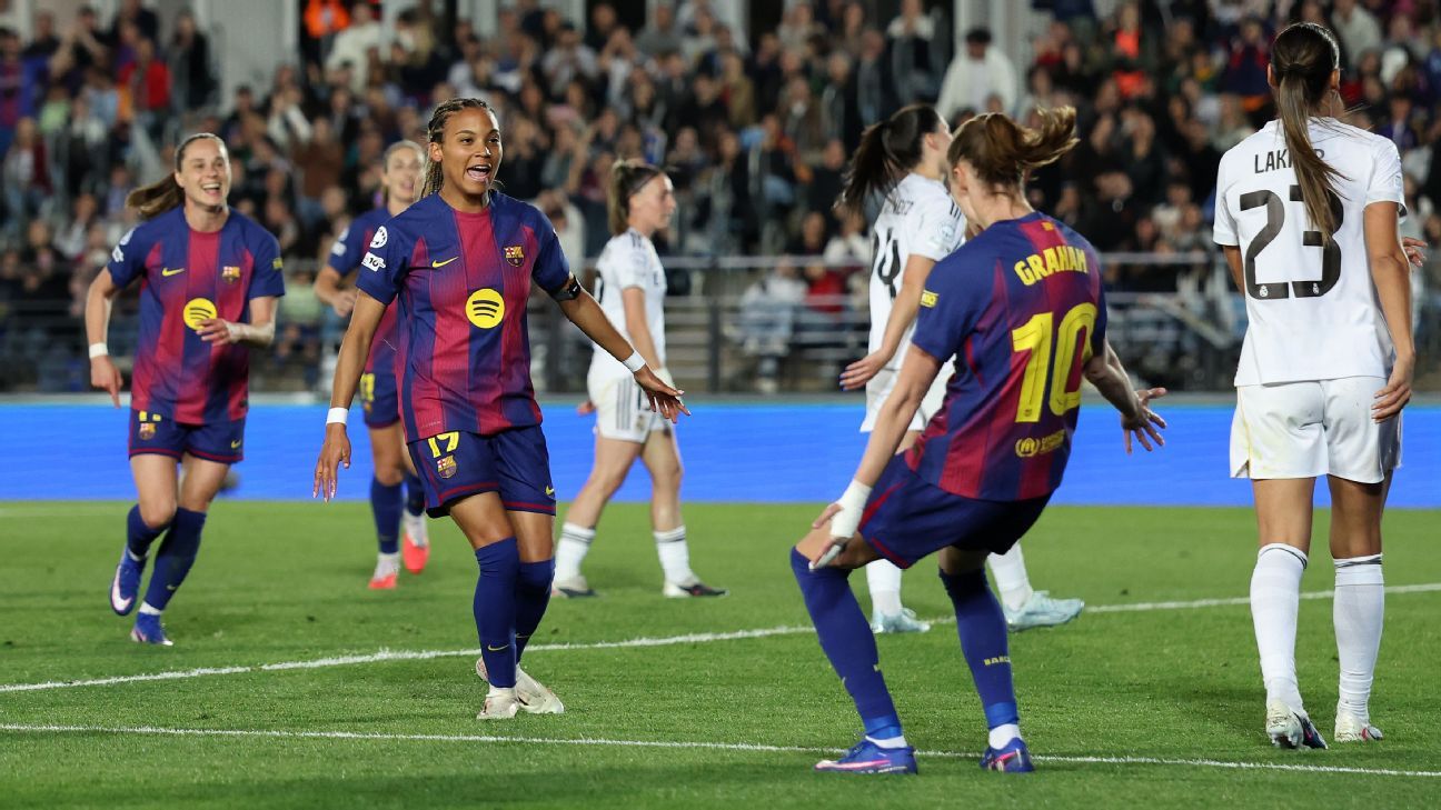 Barcelona atropela Real, faz 6 a 2 e fica perto de vaga na semi da Champions feminina